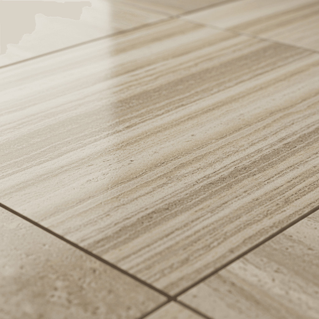 Polished porcelain stoneware tile close-up showing texture and finish