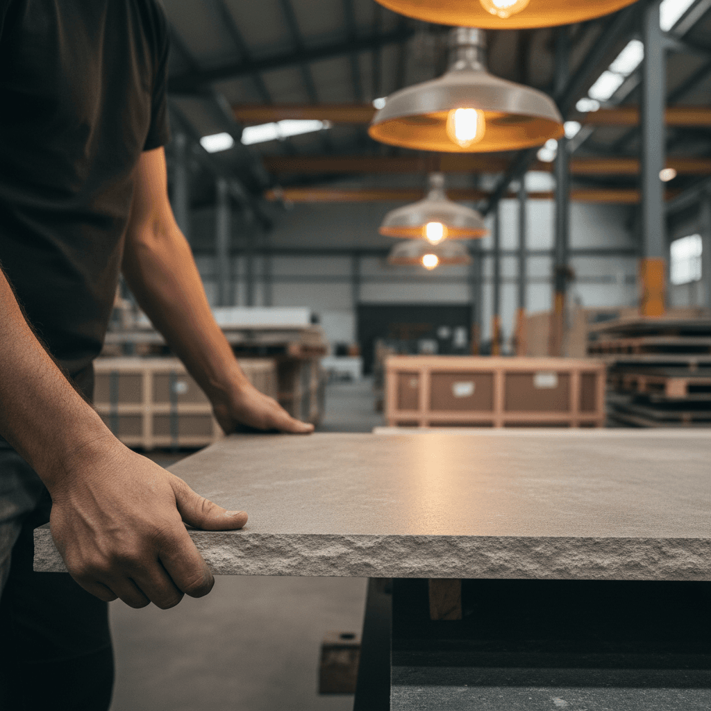 Quality control inspection of porcelain stoneware slab